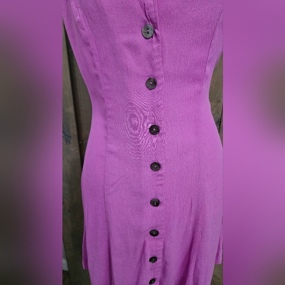 OLIVACEOUS ButtonFront Rayon A LineMini Sleeveless Mini Dress Purple.S NWOT - Picture 11 of 13